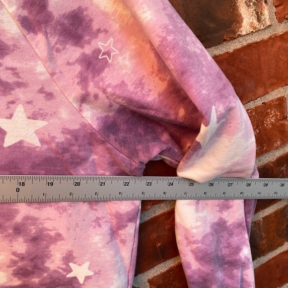 Wildfox Womens XL Purple Tie Dye Star Printed Cropped Crop Sweatshirt - Picture 6 of 8